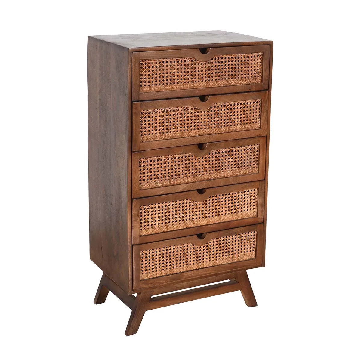 Rattan Harmony 5 Drawer Chest Rich Walnut Finish