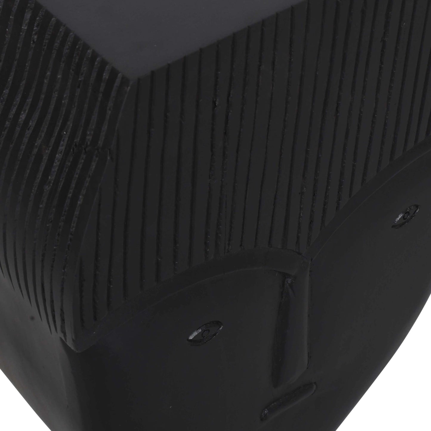 Sculptural Face Hand-Carved Black Side Table