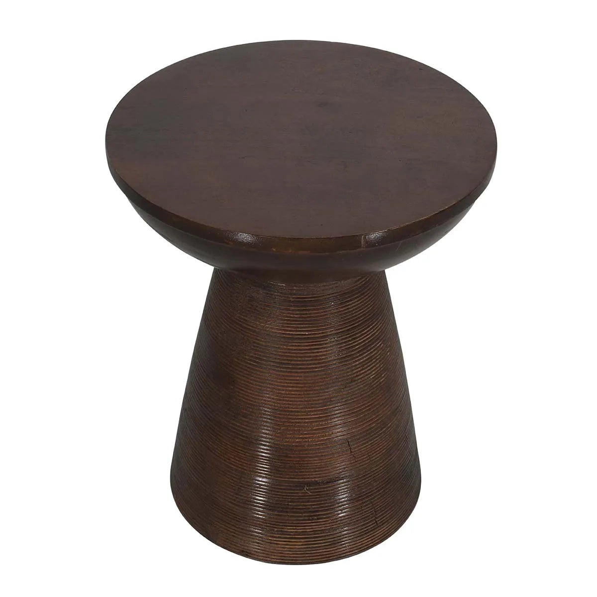 Elegant Dark Walnut Hand-Carved Side Table