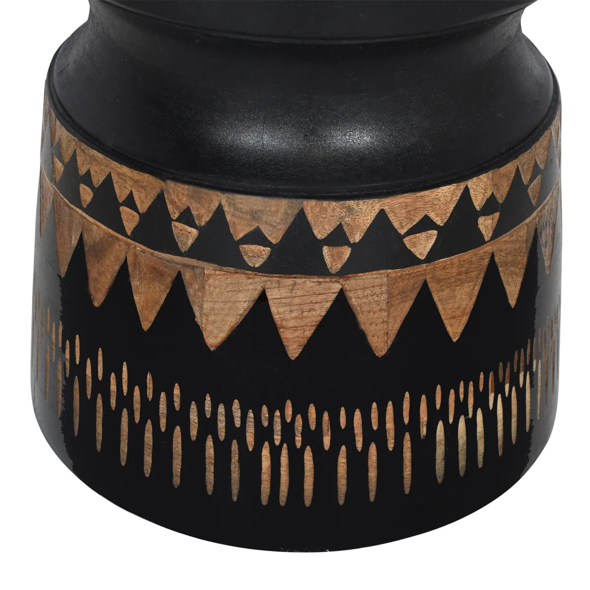 Bold Wash Finish Side Table with Hand Carving – Artistic Accent Table