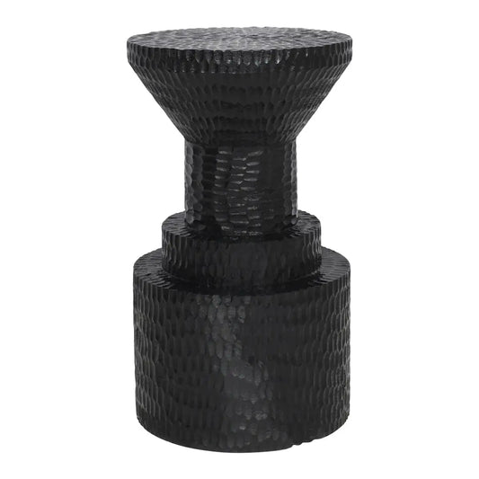 Hand-Carved Bold Black Side Table – Modern Sculptural Accent Table - Furniza