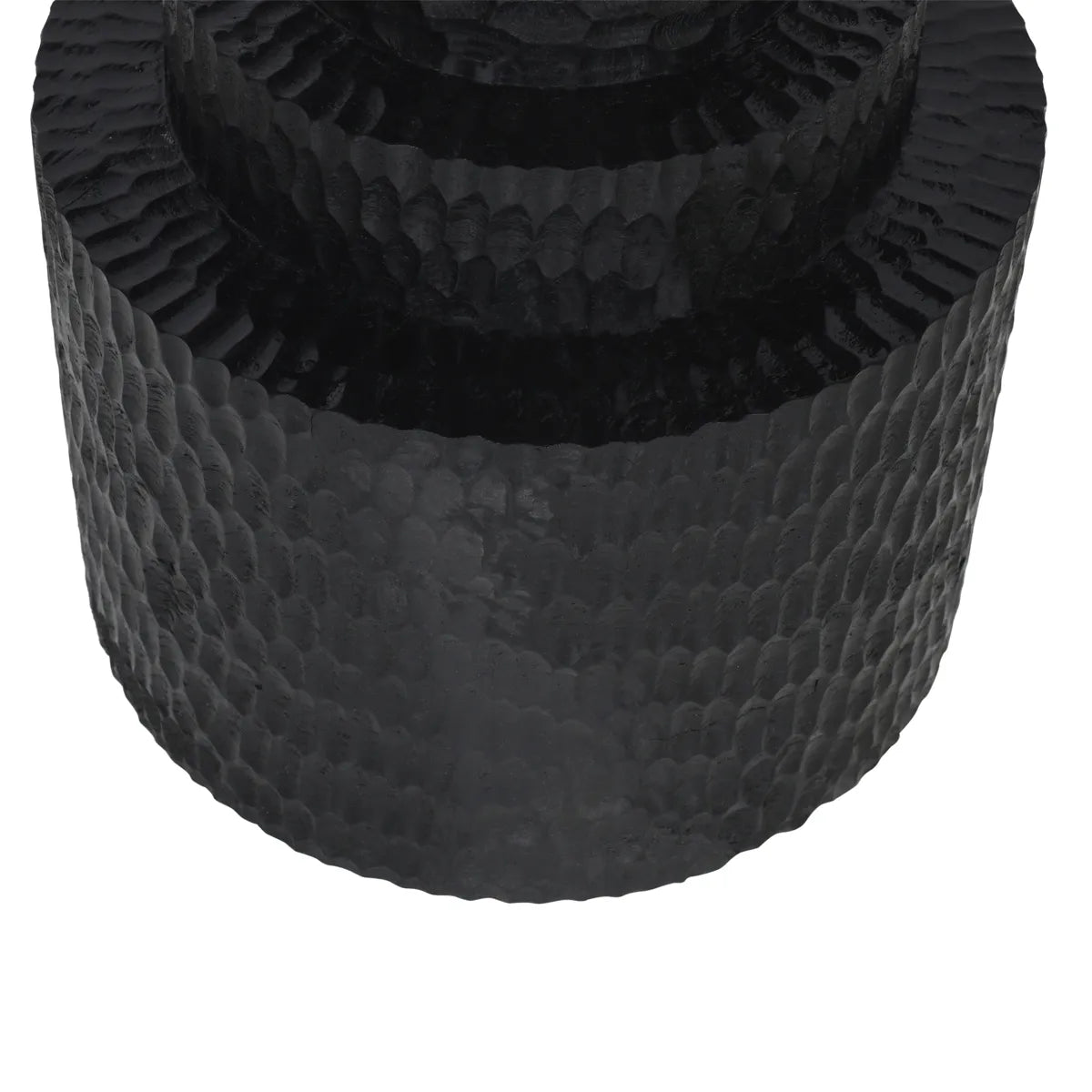 Hand-Carved Bold Black Side Table – Modern Sculptural Accent Table