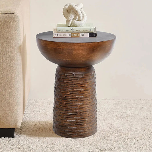 Stylish Walnut Finish Side Table – Handcrafted Accent Table - Furniza
