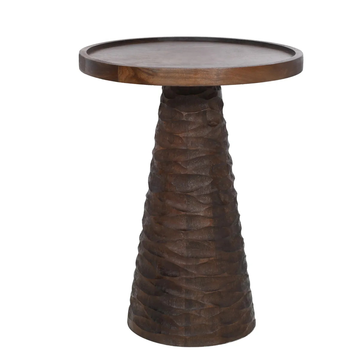 Hand-Carved Walnut Finish Side Table – Elegant Accent Table