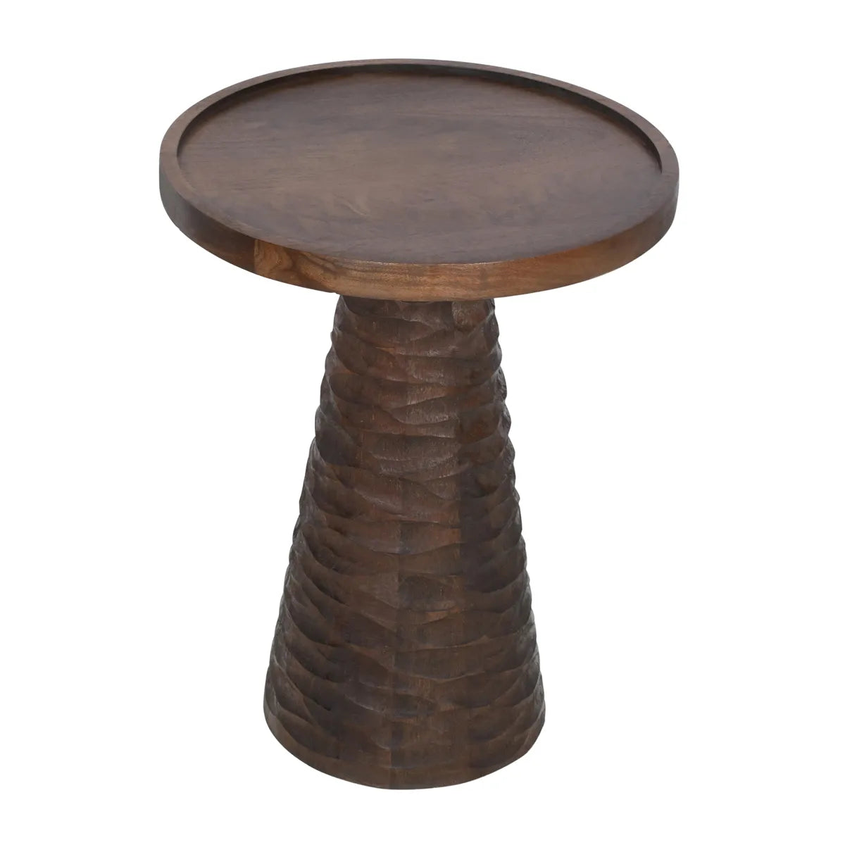 Hand-Carved Walnut Finish Side Table – Elegant Accent Table