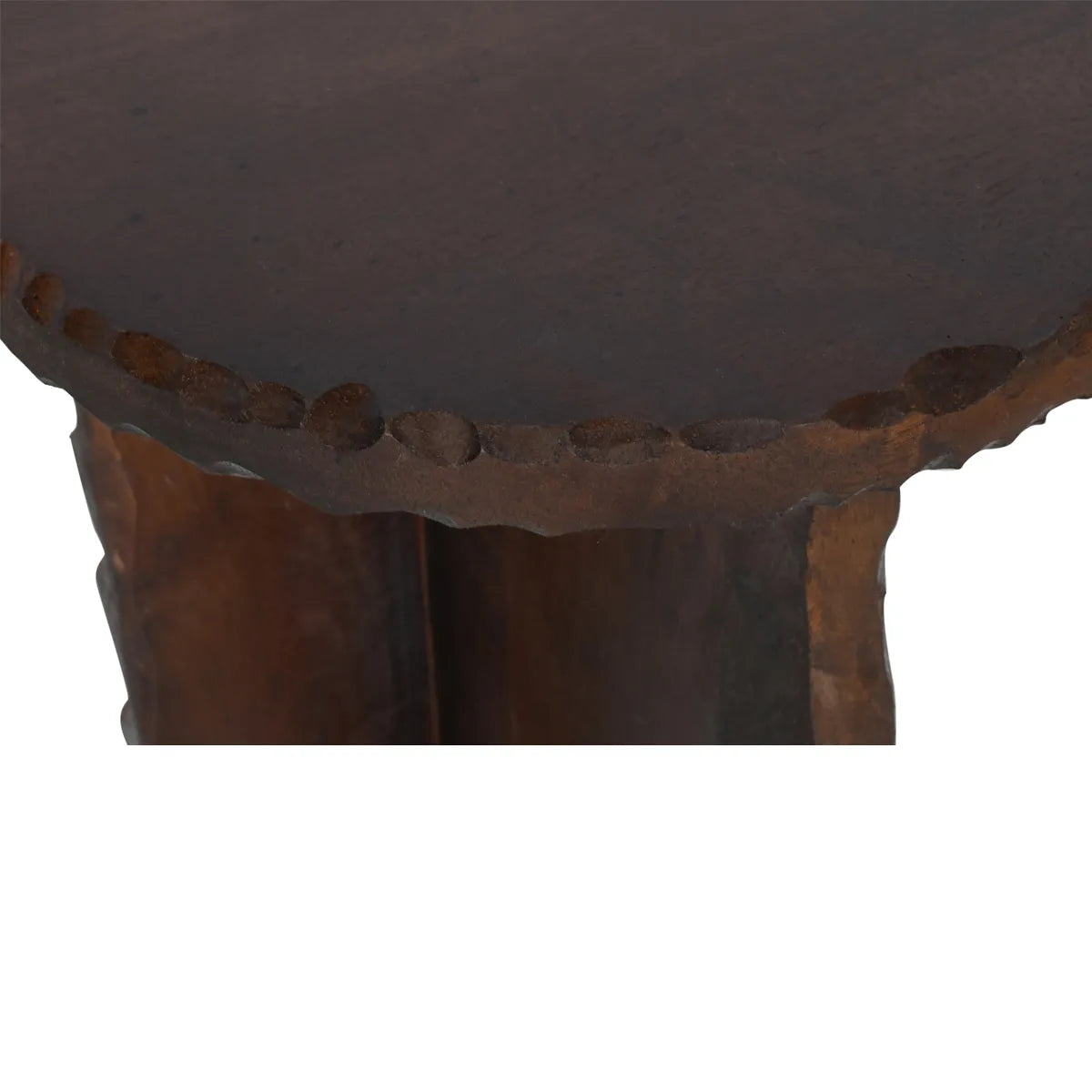 Rustic Hand-Carved Walnut Finish Side Table – Unique Accent Table