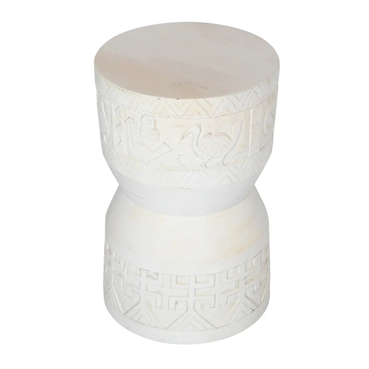 Hand-crafted White Wash Side Table – Ethnic Accent Table