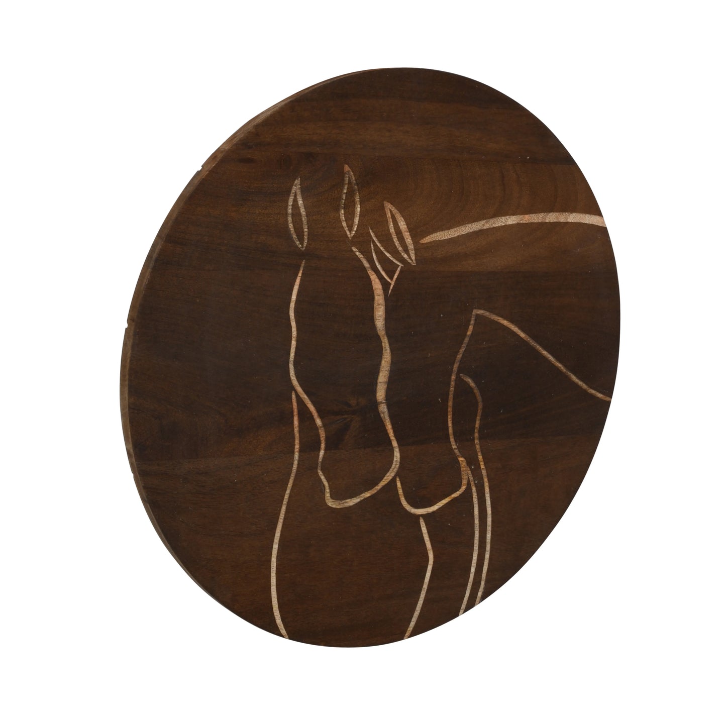 Rich Walnut Hand-Carved Horse Wall Panel