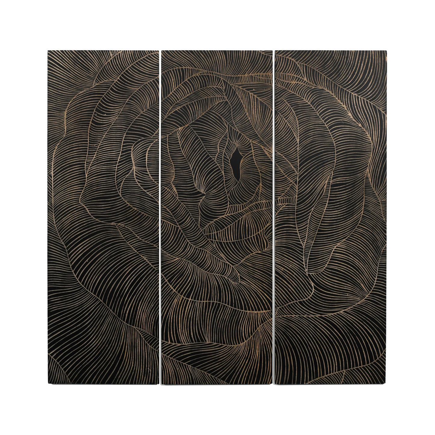 Black Finish Luxury Hand-Carved Rose Wall Panel - Furniza