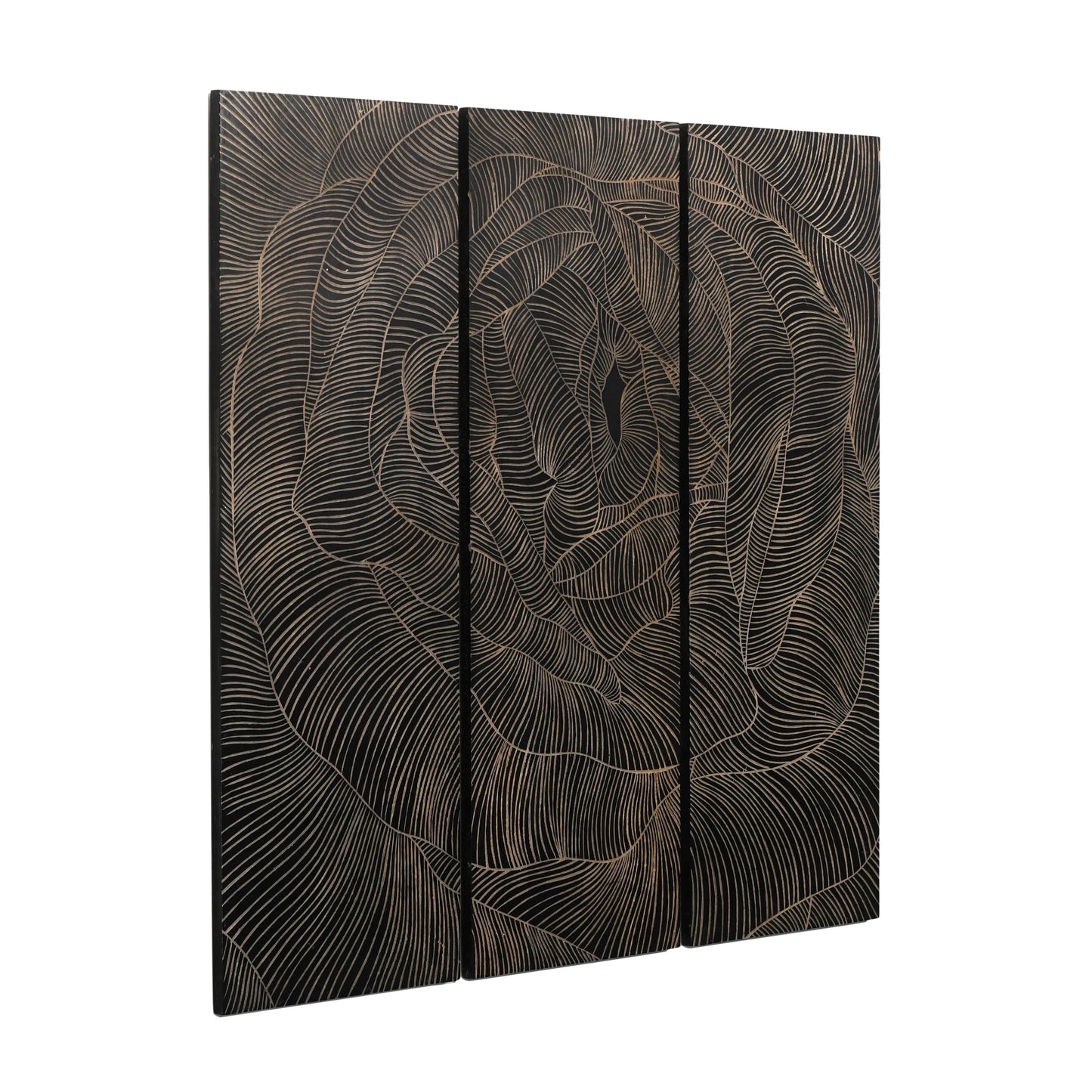 Black Finish Luxury Hand-Carved Rose Wall Panel - Furniza