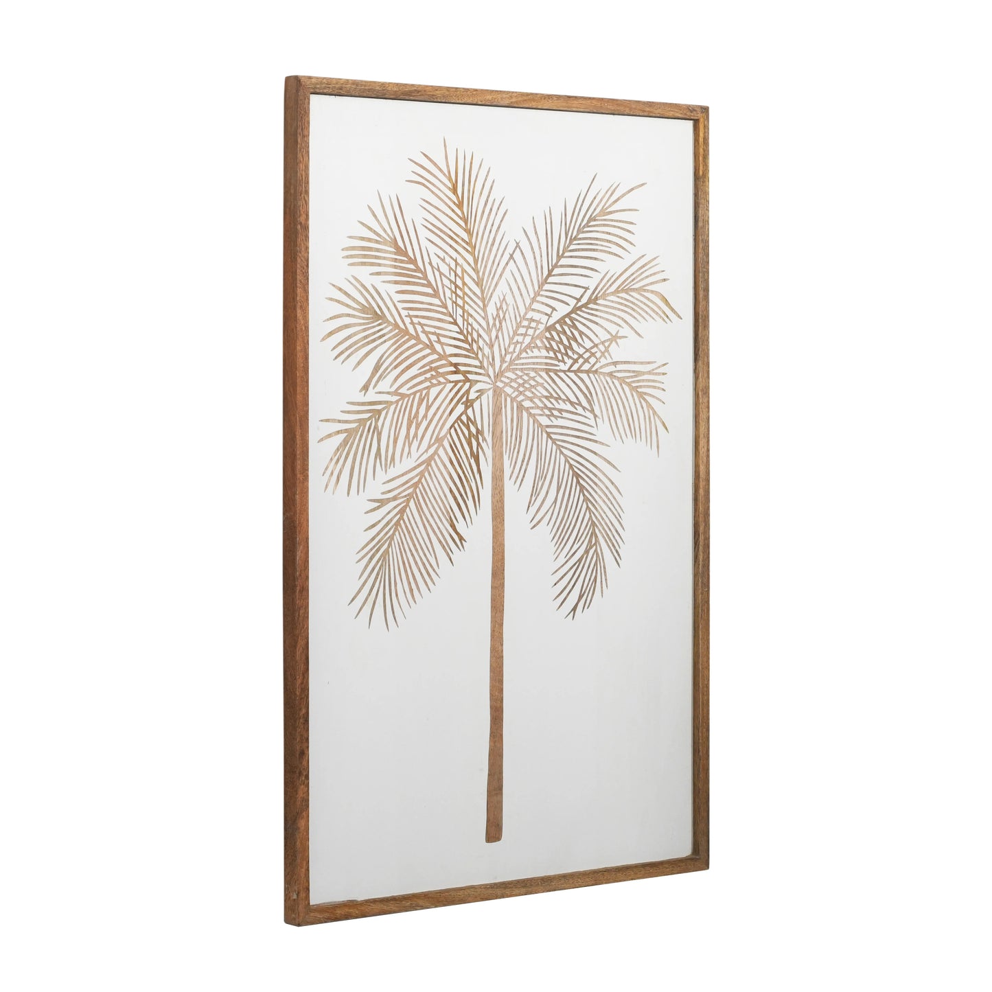 White Finish Modern Hand-Carved Tree Wall Panel