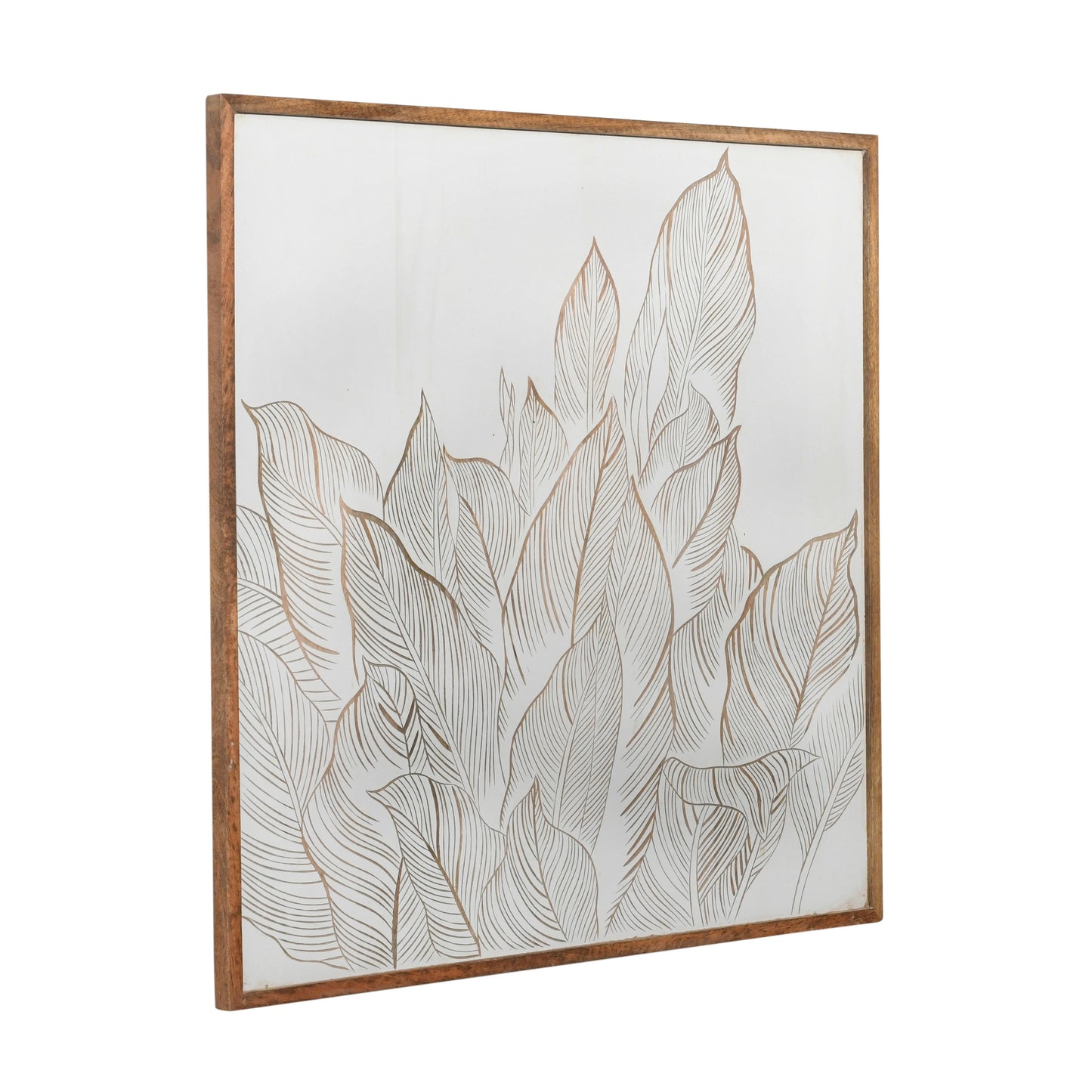 Modern White Wall Panel with Hand-Carved Leaf Design - Furniza