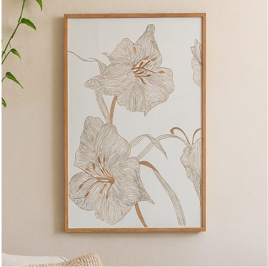 Hand-Carved Floral Wall Panel in Solid Wood – Elegant Nature-Inspired Art
