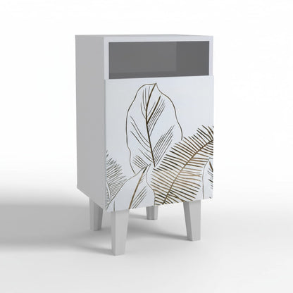 Hand-carved floral pattern Wooden Bedside Table – 1 Door Nightstand