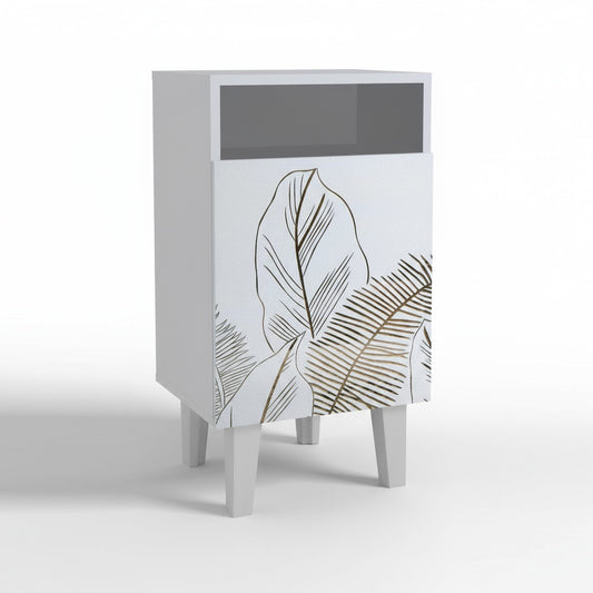Hand-carved floral pattern Wooden Bedside Table – 1 Door Nightstand