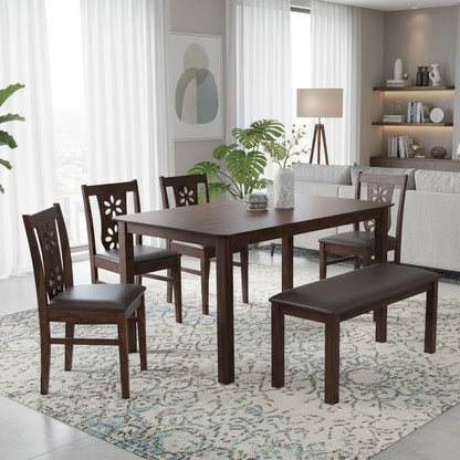 The Verona Dining Set – 6-Seater Set in Sheesham Wood and Dark Brown Finish