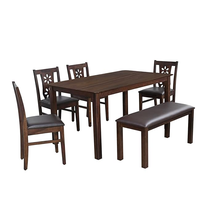 The Verona Dining Set – 6-Seater Set in Sheesham Wood and Dark Brown Finish