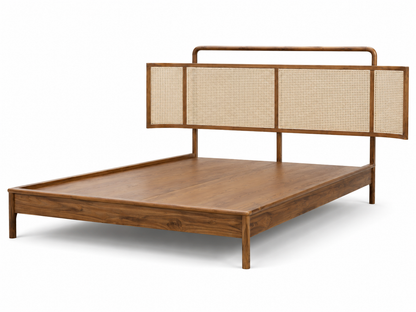 Sahara Cane Panel Premium Teak Wood Bed – Luxury Mediterranean Resort Style