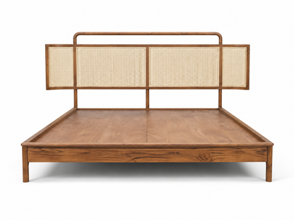 Sahara Cane Panel Premium Teak Wood Bed – Luxury Mediterranean Resort Style