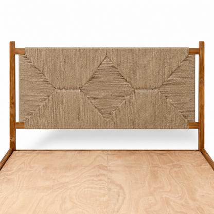King Size Teak Wood Handwoven Rope Bed – Luxury Solid Teak Wood Bed