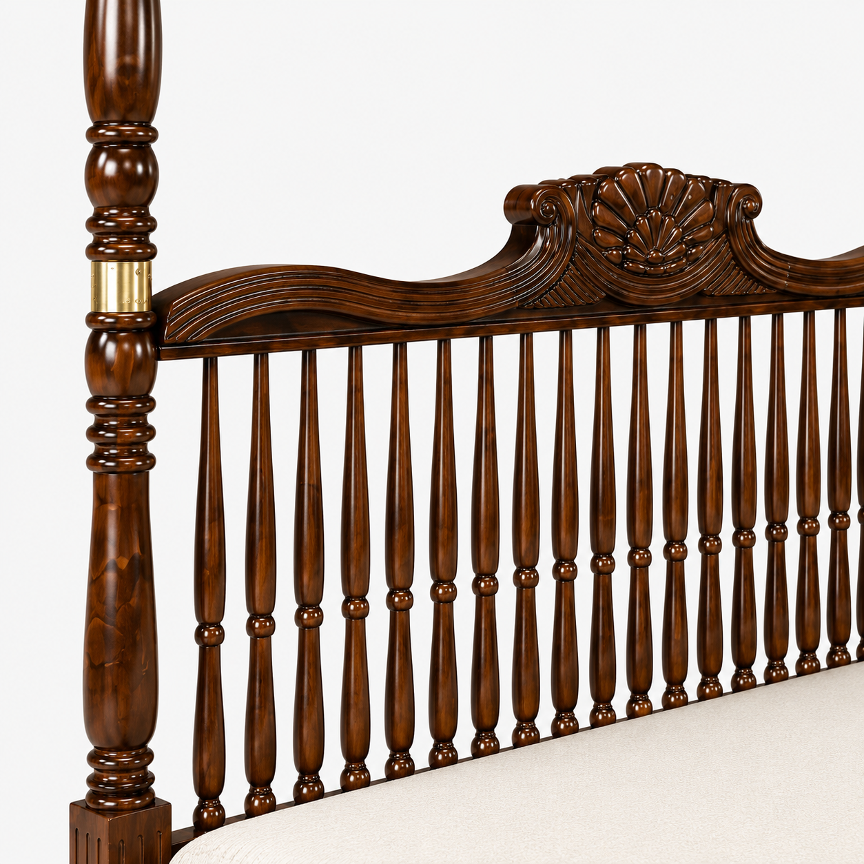 Regal Heritage Hand-Carved Sheesham Wood Poster Bed