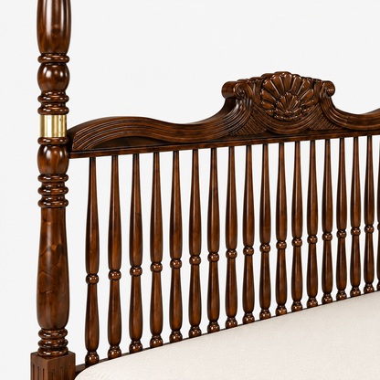 Regal Heritage Hand-Carved Sheesham Wood Poster Bed