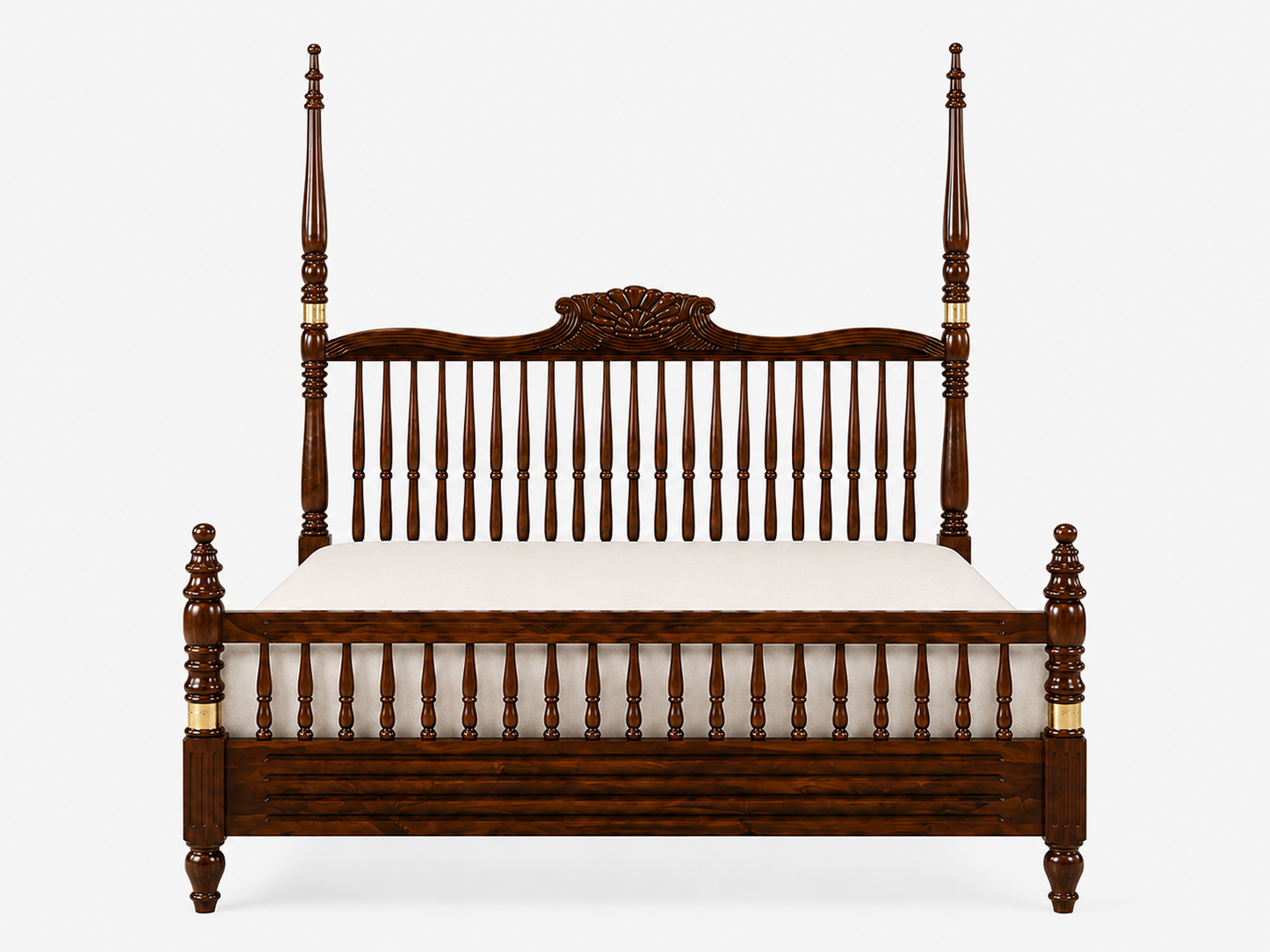 Regal Heritage Hand-Carved Sheesham Wood Poster Bed