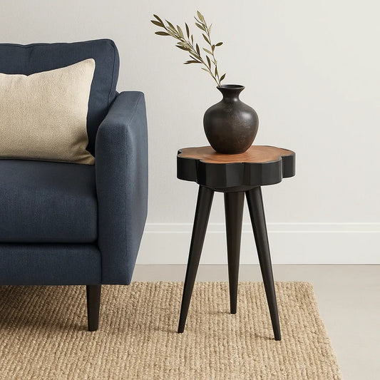 Bold Black Live Edge Side Table – Modern Accent Table