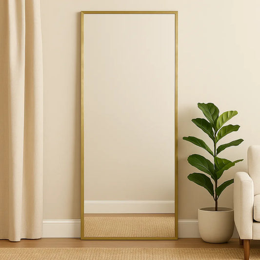 Full-Length Iron Mirror with Brass-Plated Frame – Modern Luxury Mirror