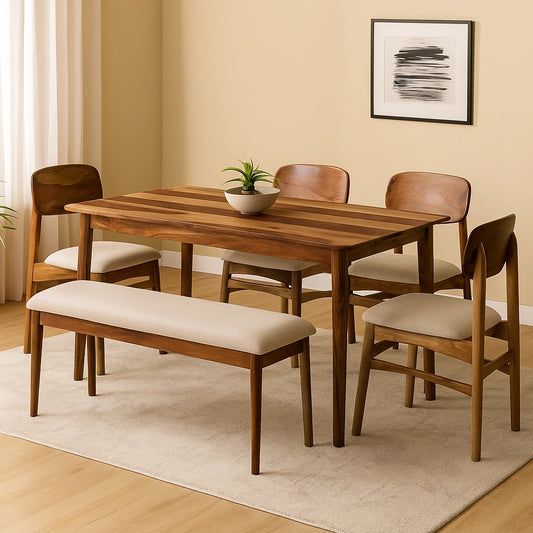 6 Seater Cushioned Dining Set With Bench