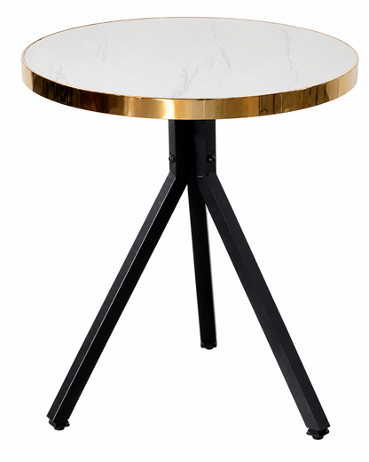 2 Seater White Marble Finish Dining Table Set with leatherette Chairs