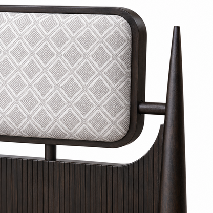 Teak Wood King Size Hydraulic Storage Bed with Upholstered Headboard