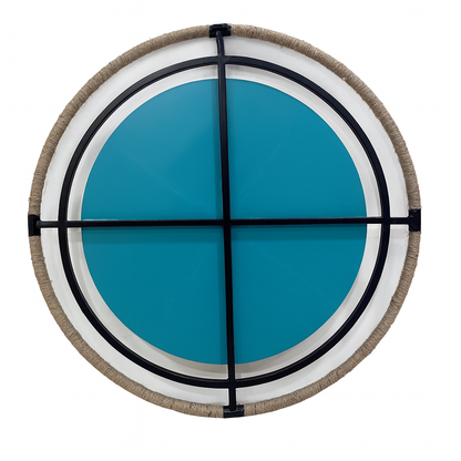 Round Iron Mirror with Jute Detailing – Wall Mirror - Furniza