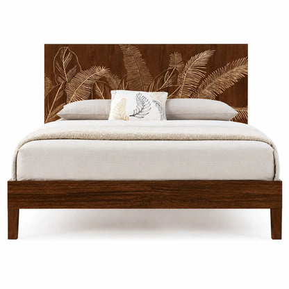 Modern King Size Bed in Rich Walnut Finish – Solid Wood Frame