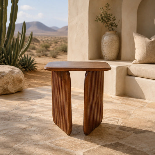 Elegant Walnut Hand-Carved Side Table