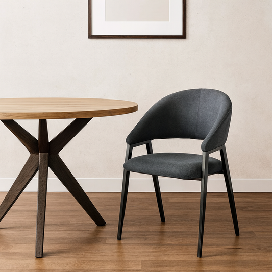 Modern Upholstered Chair with Iron Base – Dark Grey (Set of 2 & 4) FURNIZA