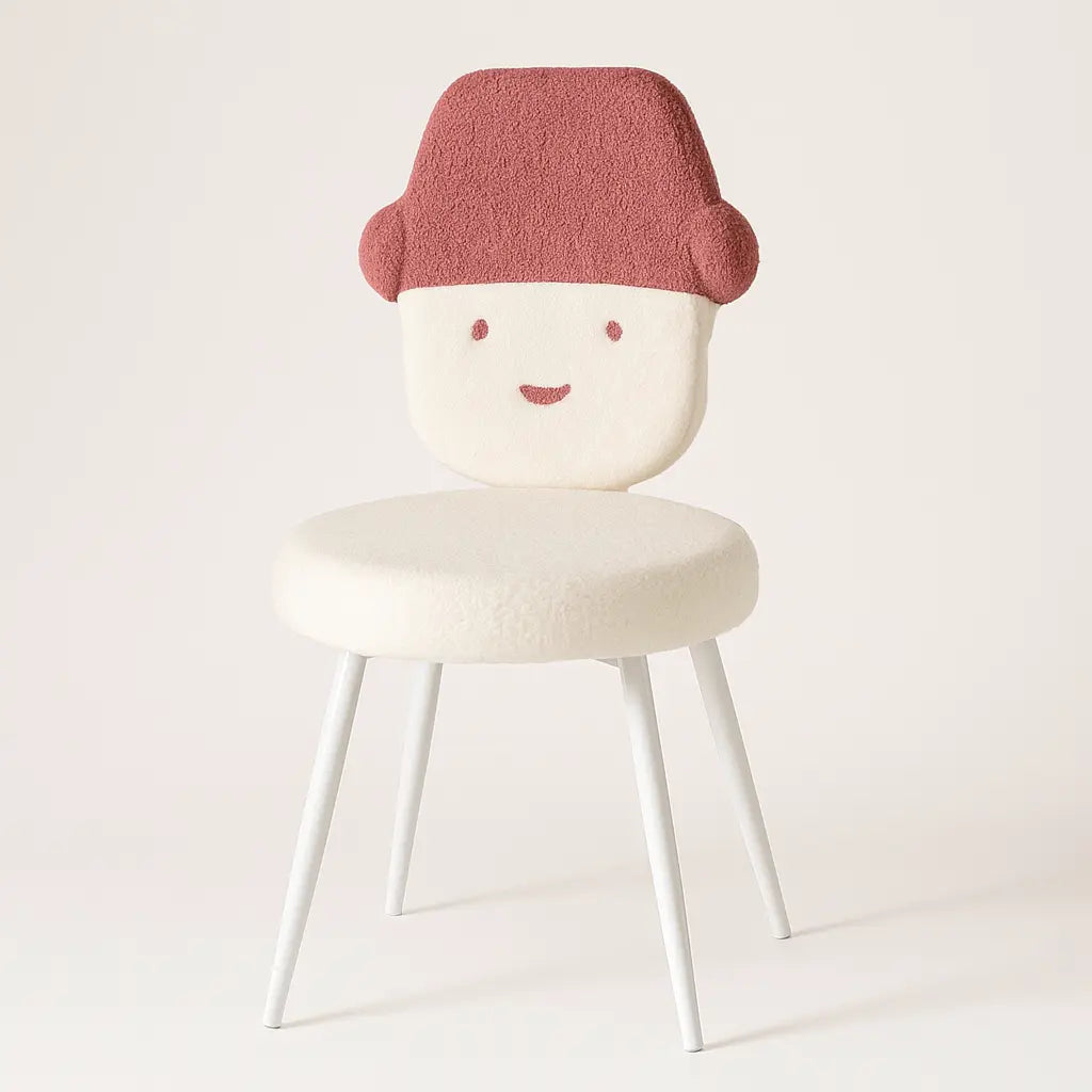 Kids Chair with Pink Cap Design & Soft White Cushion – Fun Character Edition FURNIZA