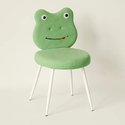 Kids Frog Chair with Green Boucle Fabric & White Metal Legs FURNIZA