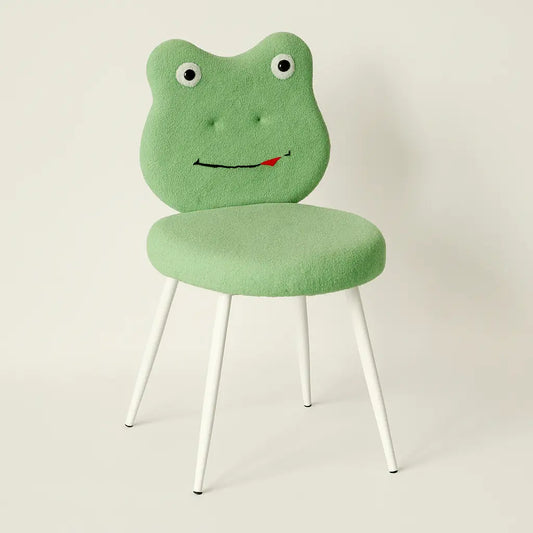 Kids Frog Chair with Green Boucle Fabric & White Metal Legs FURNIZA