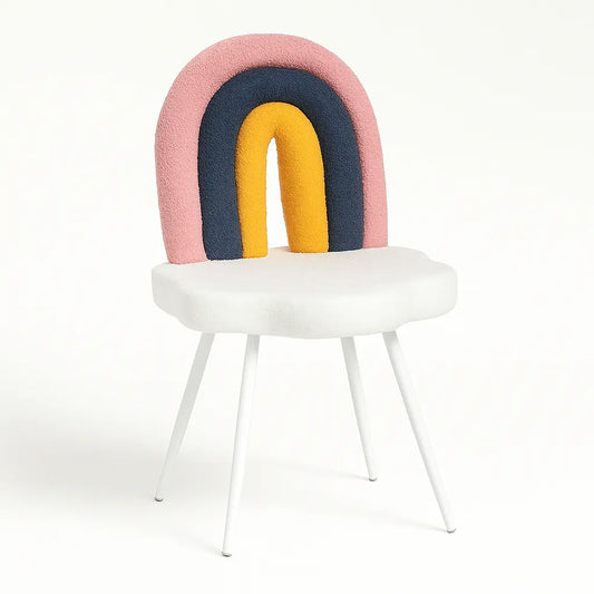 Kids Rainbow Chair with Boucle Fabric & White Metal Legs FURNIZA