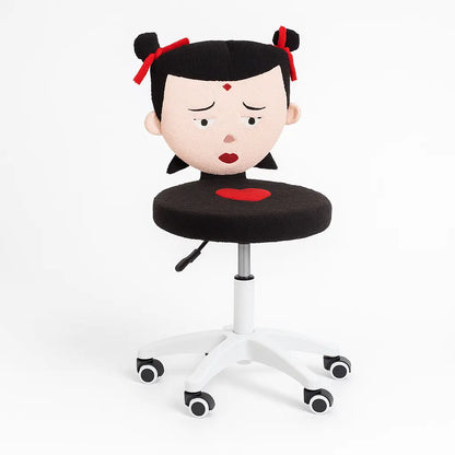 Kids Study Chair with Black & Red Character Design – Swivel Base FURNIZA