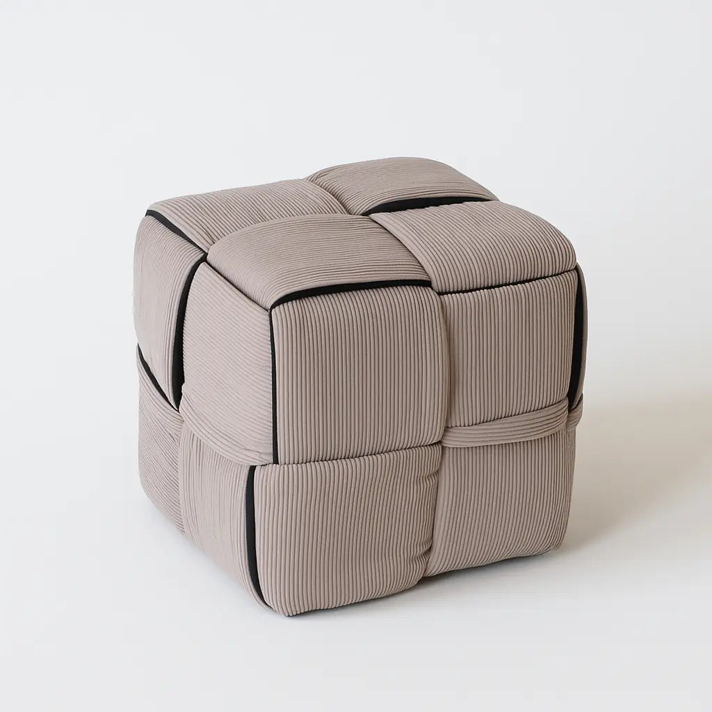 Soft Padded Corduroy Pouf for Kids – Grey FURNIZA
