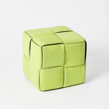 Kids Pouf in Light Green Corduroy – Soft Cube Ottoman Furniza