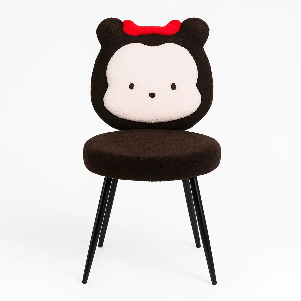 Kids Minnie Theme Chair – Black & White with Red Bow FURNIZA