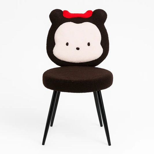 Kids Minnie Theme Chair – Black & White with Red Bow FURNIZA