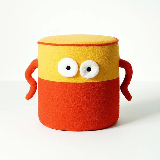 Playful Monster Kids Pouf – Yellow & Red FURNIZA