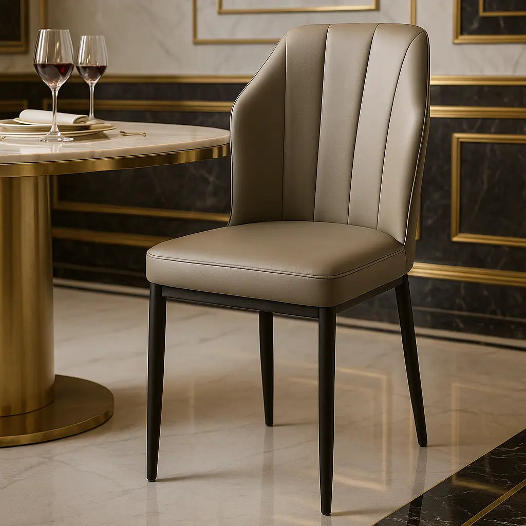 Modern Dark Grey Dining Chair – Iron Frame Accent Chair FURNIZA