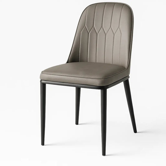 Elegant Grey Leatherette Chair with Sturdy Iron Legs FURNIZA