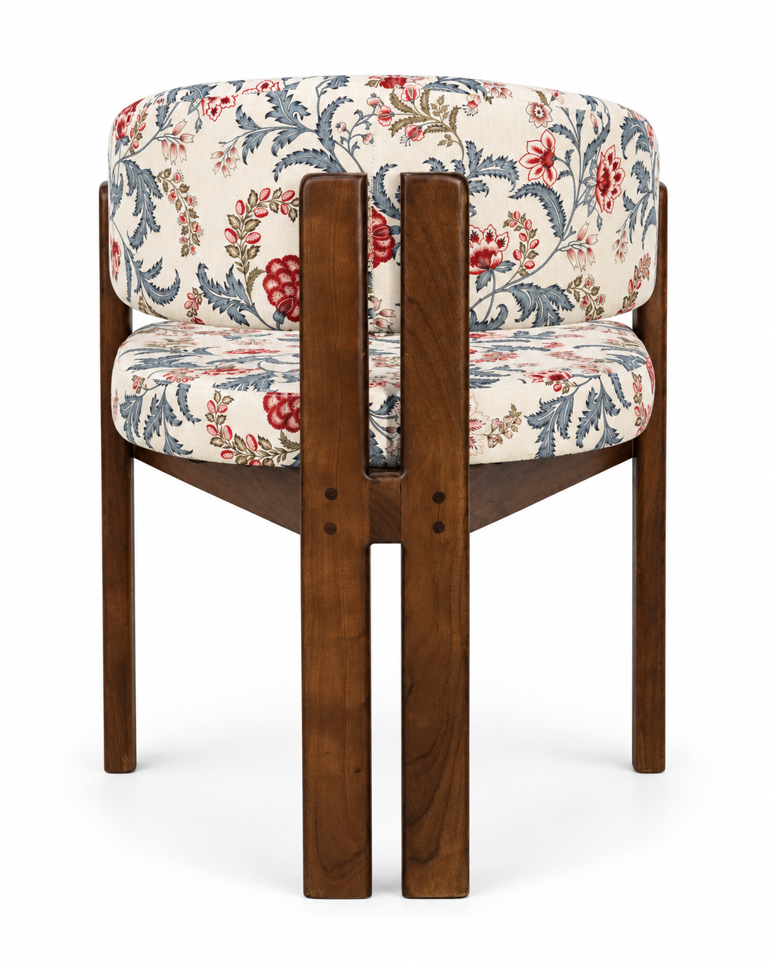 Solid Acacia Wood Floral Printed Upholstered Dining Chair