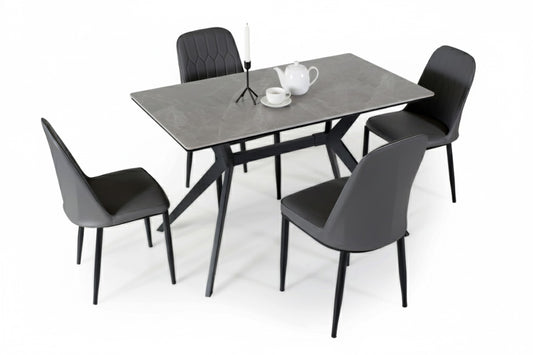 Luxury 4 Seater Dining Table Set with Marble Finish Top
